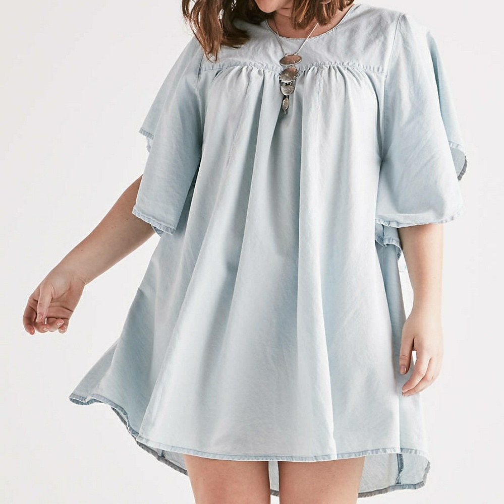Lucky Brand Chambray Flounce Dress